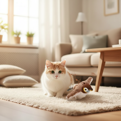 Hot Simulated Bird Cat Toy Interactive Toys Dog Rechargeable Chirping Flapping Bird(no Flying) Touch Activated Plush Pet Toy