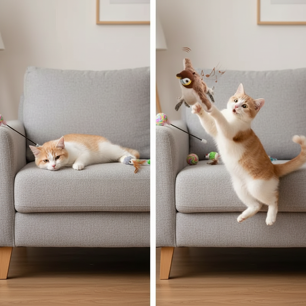 Hot Simulated Bird Cat Toy Interactive Toys Dog Rechargeable Chirping Flapping Bird(no Flying) Touch Activated Plush Pet Toy