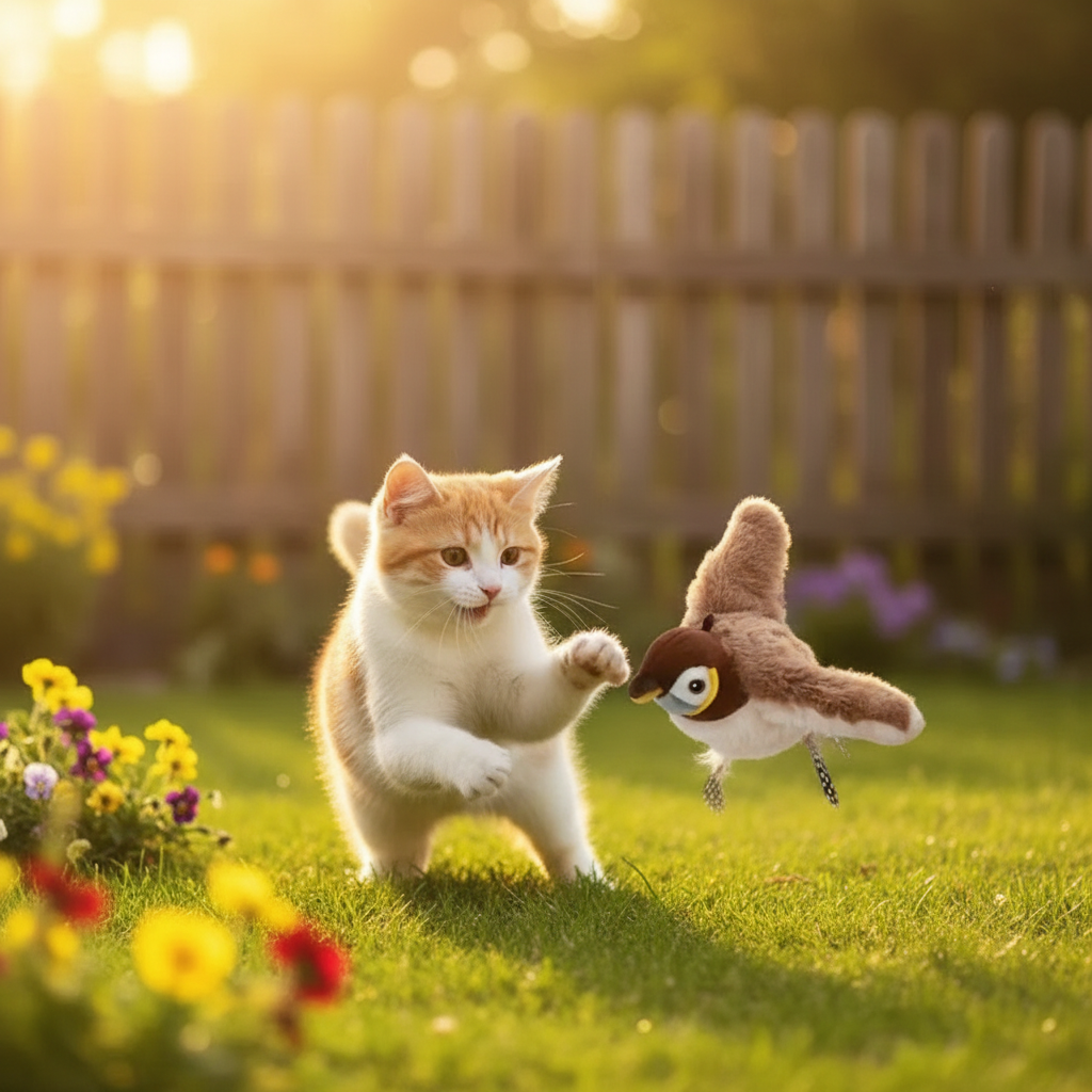 Hot Simulated Bird Cat Toy Interactive Toys Dog Rechargeable Chirping Flapping Bird(no Flying) Touch Activated Plush Pet Toy